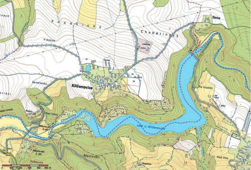 Obrázek 2: Základní mapa ČR 1 : 10 000 ze ZABAGED (2012) (zdroj: https://geoportal.cuzk.cz/Dokumenty/gako_2016_04_ZABAGED.pdf)